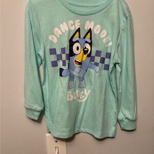 Lucy Kids Long Sleeve Tee - Aqua with Bluey Design